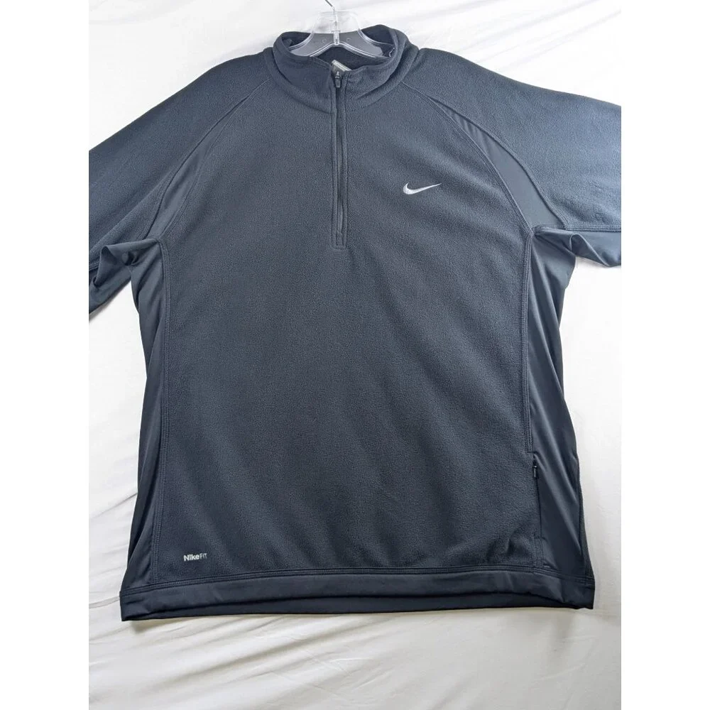 Nike Fit Therma 1/4 Zip Fleece Pullover‎ Sweatshirt Mens Large Black Long Sleeve
